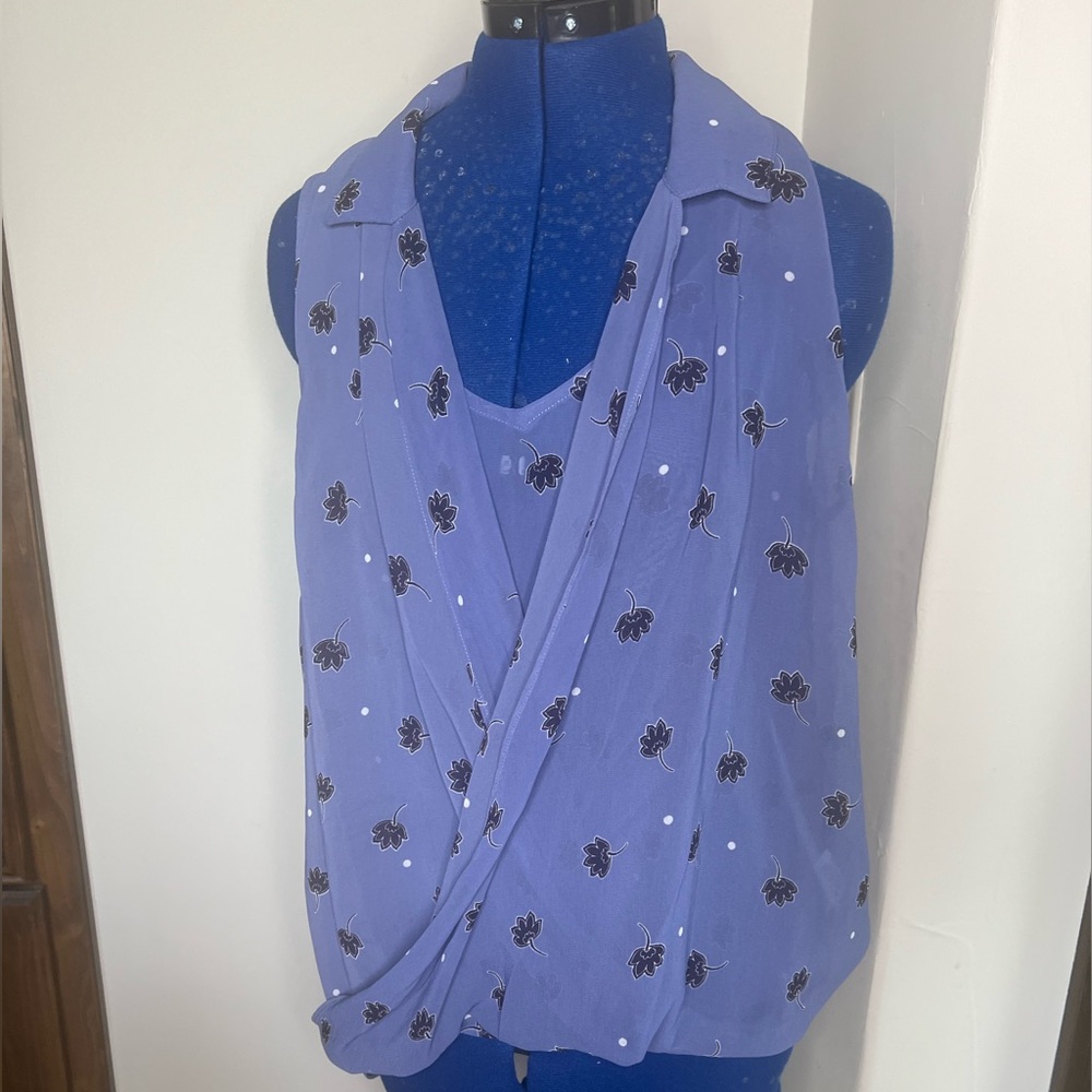 Floral Sleeveless Wrap Top - Purple Two Piece